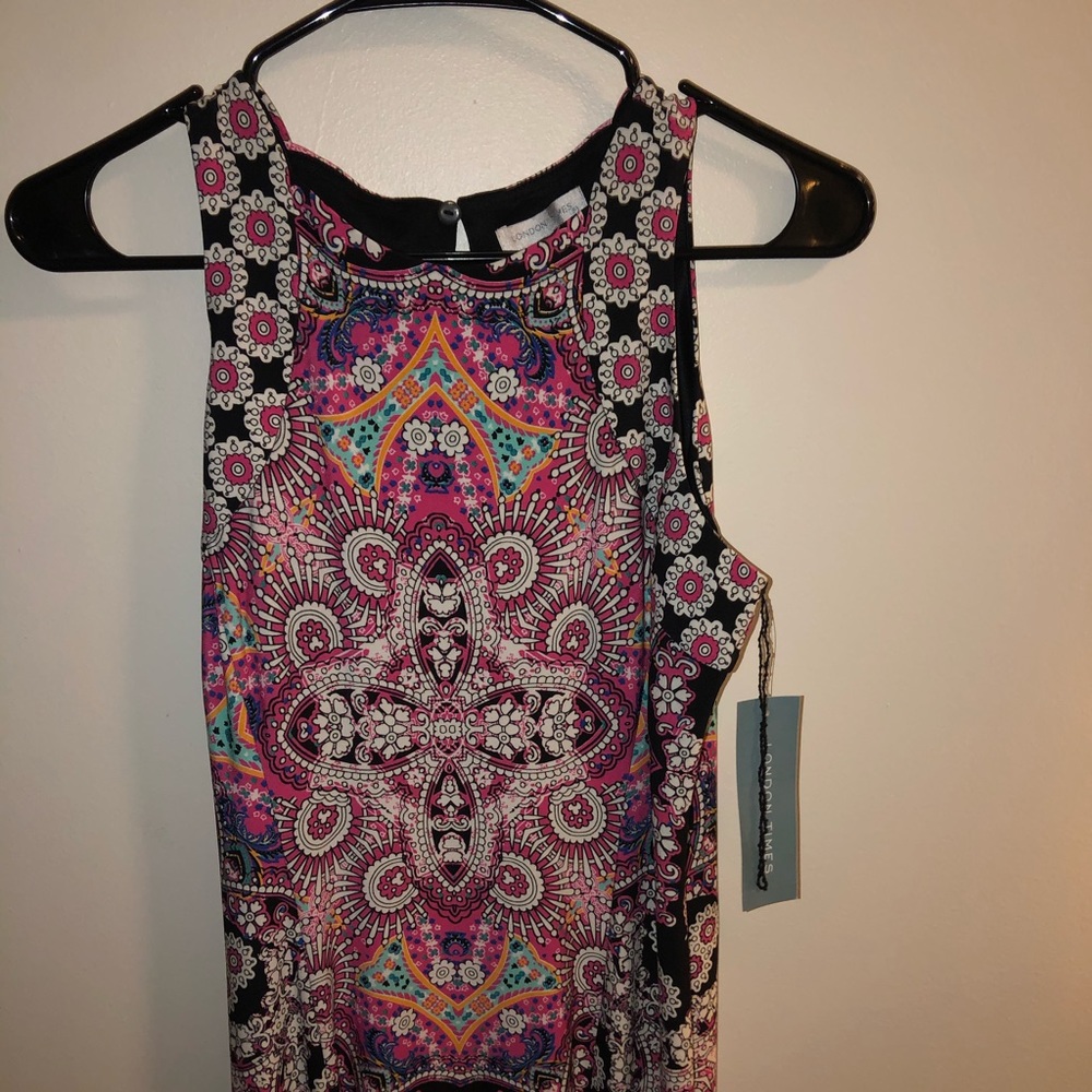 London Times Pink Pattern Maxi Dress